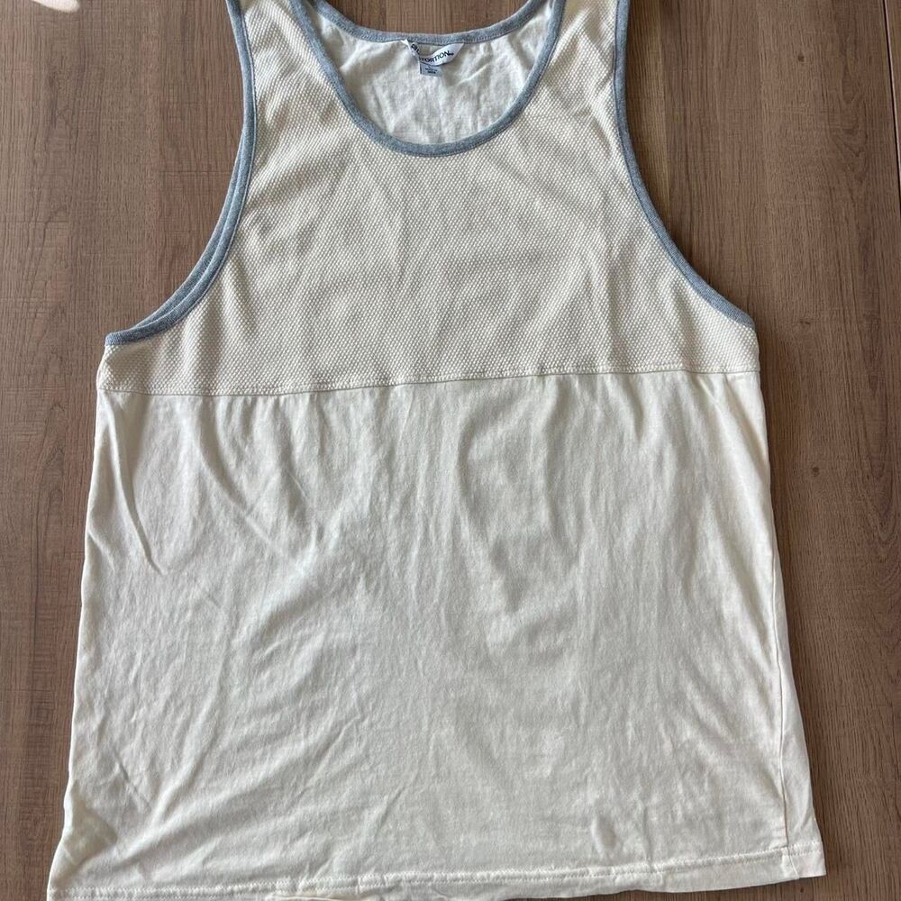 Men’s White and grey tank top Large